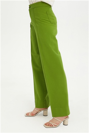 Sherin Kadın Yeşil Bol Paça Pantolon SWP4419YE