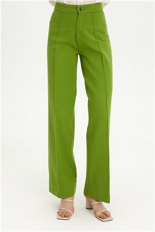 Sherin Kadın Yeşil Bol Paça Pantolon SWP4419YE